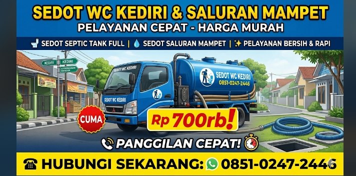 Jasa Sedot WC Kediri 700 ribu per tangki